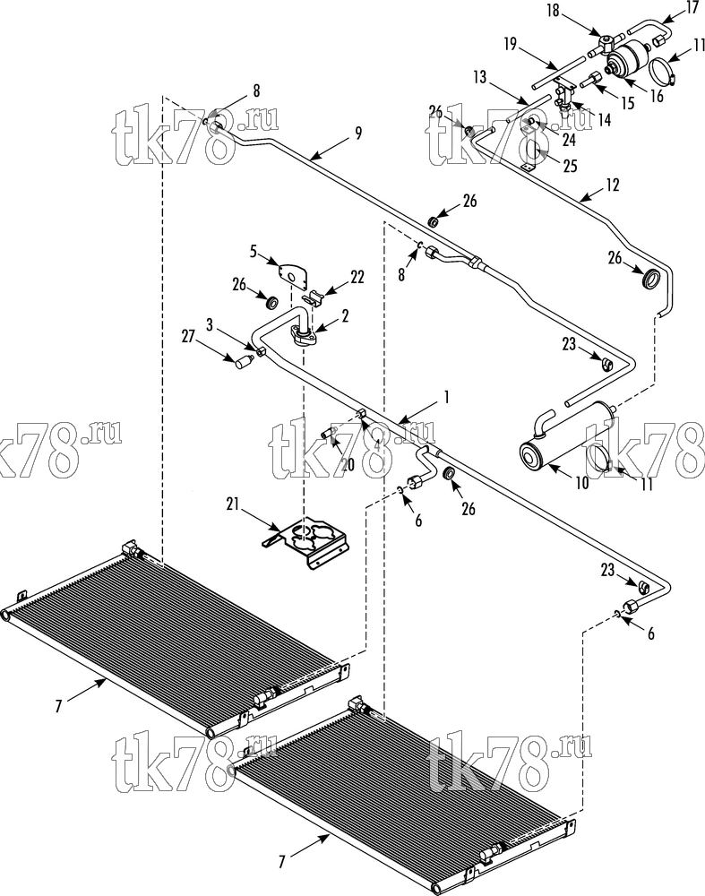 Каталог запчастей для Thermo King  CONDENSER REFRIGERATION COMPONENTS (RIGHT SIDE IN/OUT)