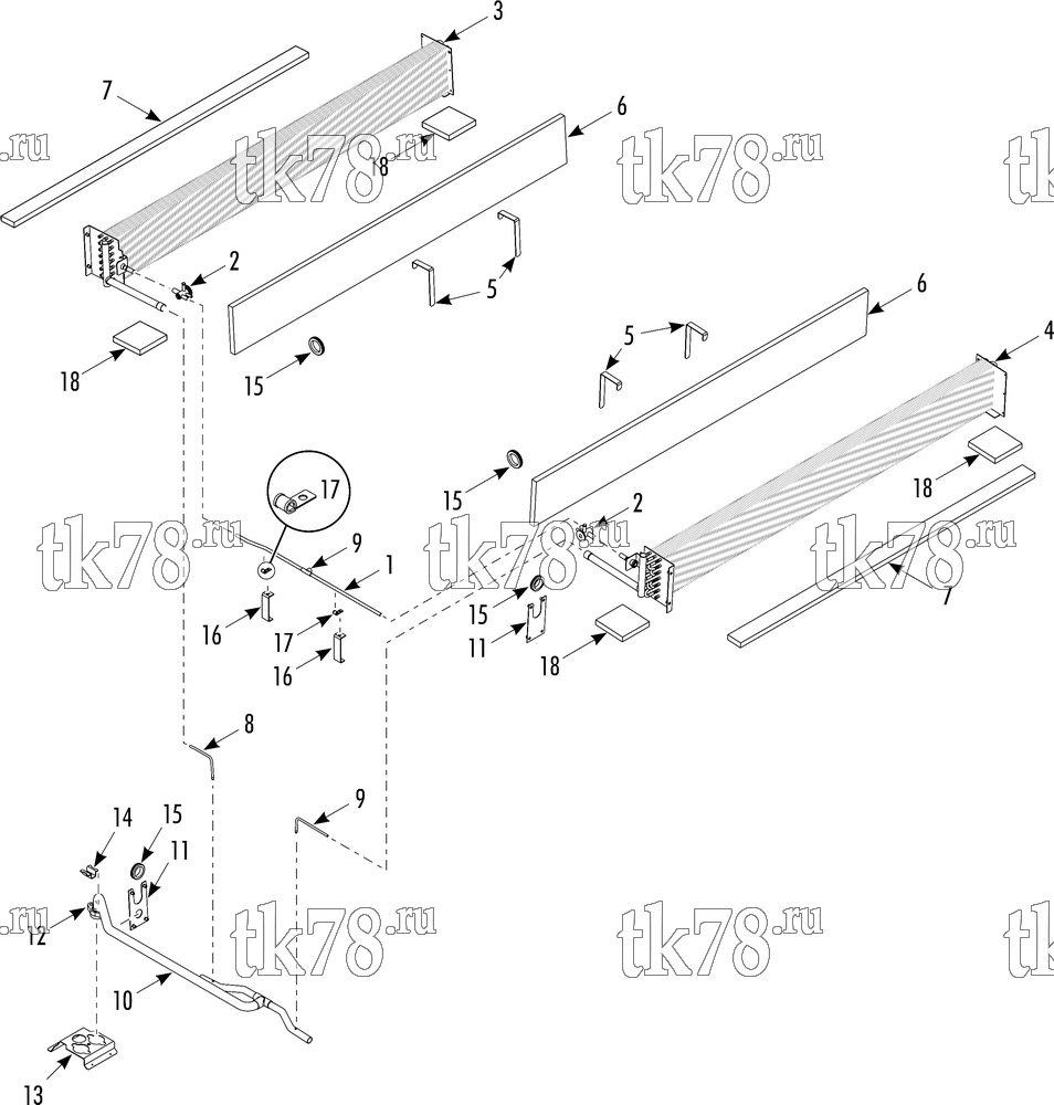 Каталог запчастей для Thermo King X1000 AP EVAPORATOR REFRIGERATION COMPONENTS 1000 (RIGHT SIDE IN/OUT)