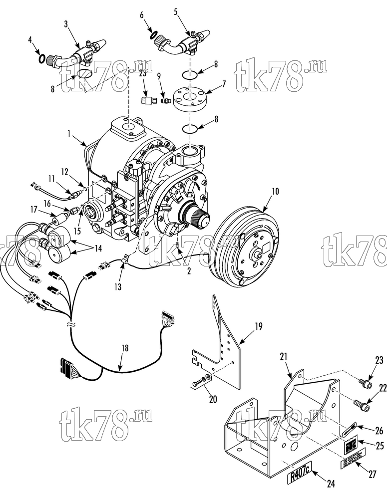 Каталог запчастей для Thermo King T11-M172 COMPRESSOR GROUP (1E33777G10, KIT 703153)