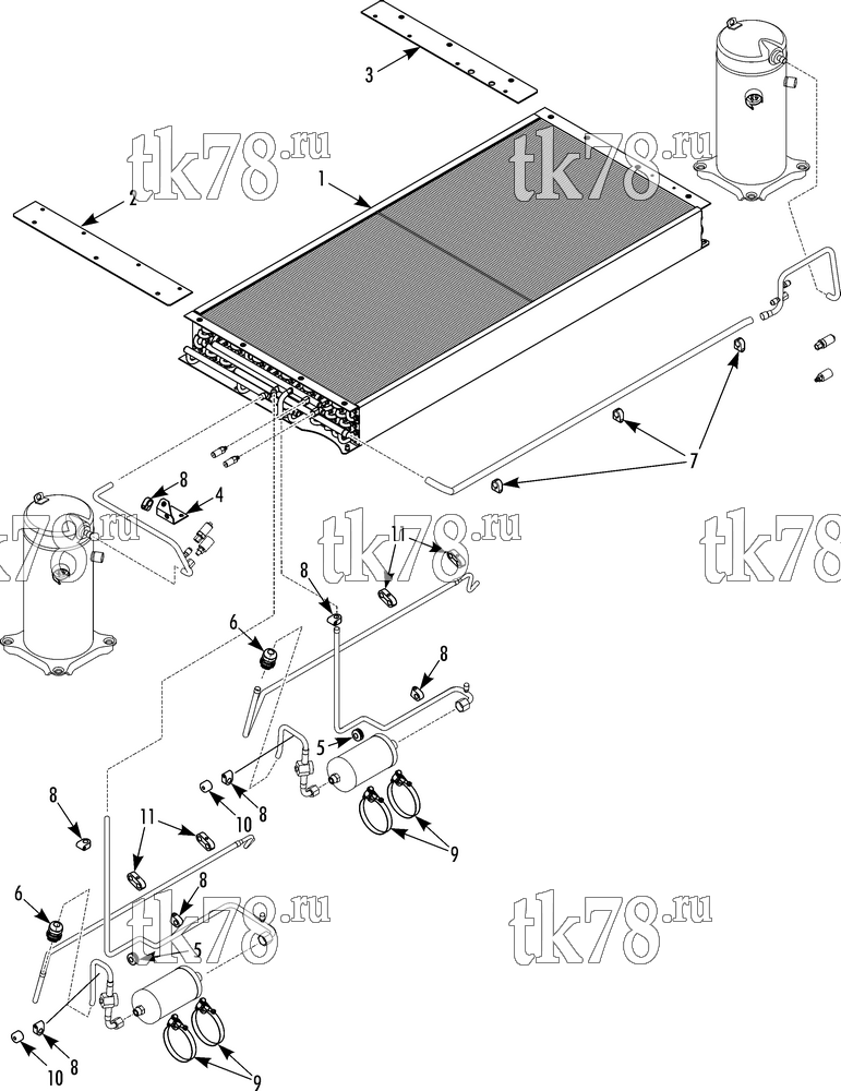 Каталог запчастей для Thermo King TEA15-M1 CONDENSER MOUNTING & CLAMPS