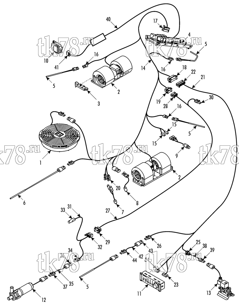 Каталог запчастей для Thermo King ATHENIA Shuttle SR-250 1000, 1004 ELECTRICAL COMPONENTS - ClimaAIRE II (12V and 24V)