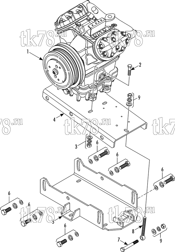Каталог запчастей для Thermo King T14-M116 COMPRESSOR MOUNTING GROUP