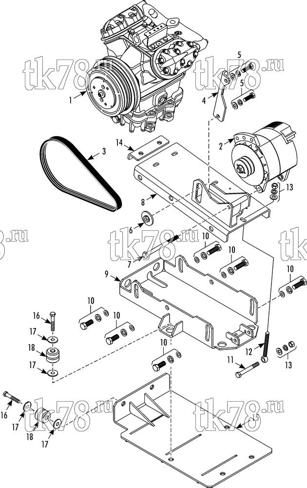 Каталог запчастей для Thermo King ATHENIA 1000-M21 COMPRESSOR/ALTERNATOR MOUNTING GROUP