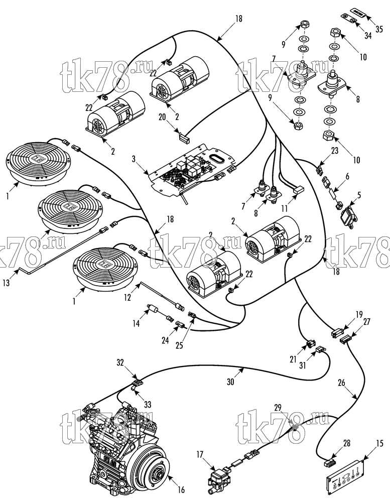 Каталог запчастей для Thermo King XRT700 1004 24Vdc BRUSHLESS ELECTRICAL COMPONENTS