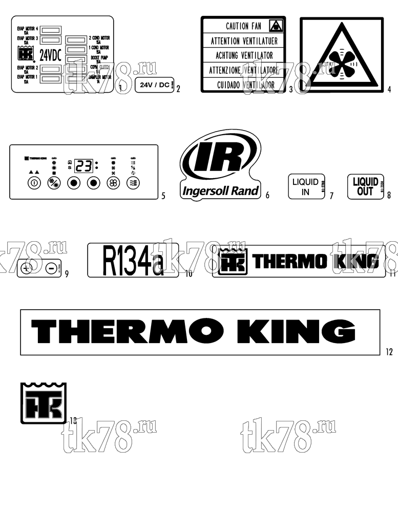 Каталог запчастей для Thermo King XRT700 1004 24Vdc BRUSHLESS NAMEPLATES