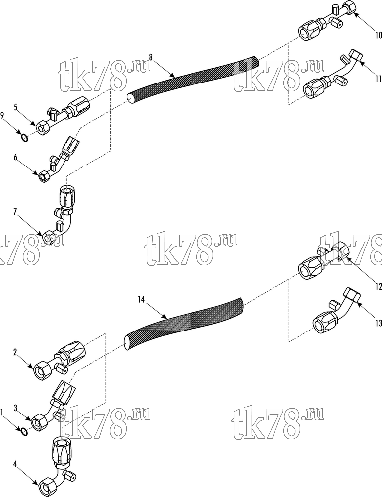 Каталог запчастей для Thermo King ATHENIA MKII S805 SPLIT KIT HOSE & FITTINGS TM31 COMPRESSOR