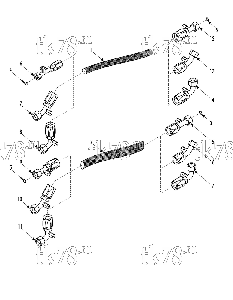 Каталог запчастей для Thermo King SR-50C 1000 & 1004 KIT HOSE & FITTINGS TM16 / TM21 COMPRESSOR