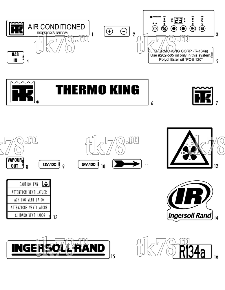 Каталог запчастей для Thermo King SR-50C 1000 & 1004 NAMEPLATES