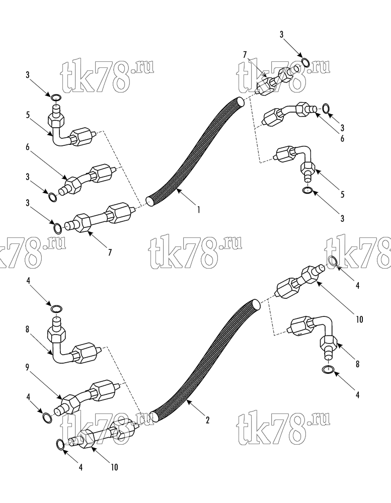 Каталог запчастей для Thermo King SR-50C 1000 & 1004 KIT HOSE & FITTINGS TM31 COMPRESSOR