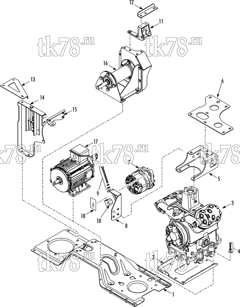 Каталог запчастей для Thermo King T-1000R SPECTRUM EMEIA COMPRESSOR & MOTOR/JACKSHAFT MOUNTING (T-1080R)