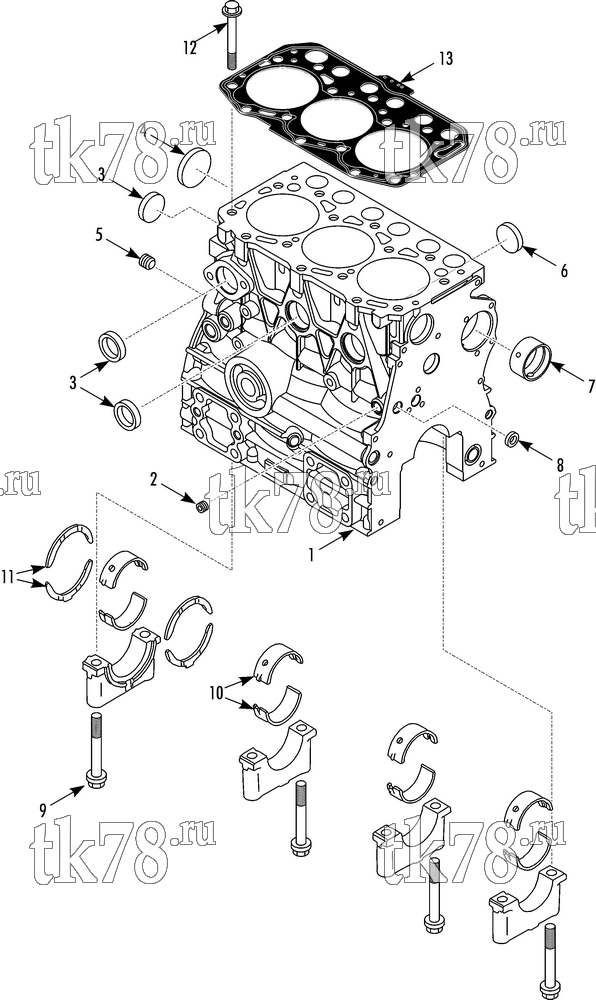 Каталог запчастей для Thermo King T-680R TSA CYLINDER BLOCK (3TNV74)