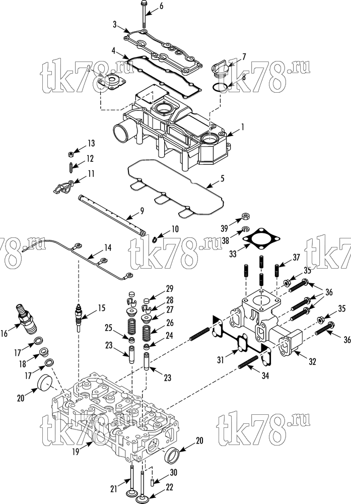 Каталог запчастей для Thermo King T-680R TSA CYLINDER HEAD AND COVER (3TNV74)