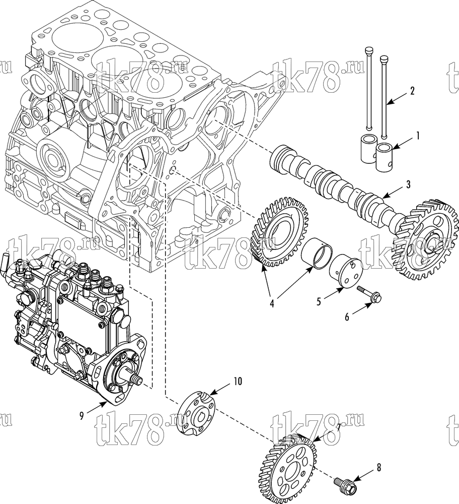 Каталог запчастей для Thermo King T-680R TSA CAMSHAFT & DRIVING GEAR (3TNV74)