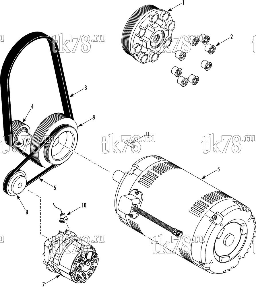 Каталог запчастей для Thermo King PRECEDENT C-600 BELT GROUP (C-600 Smart Power, compressor end)