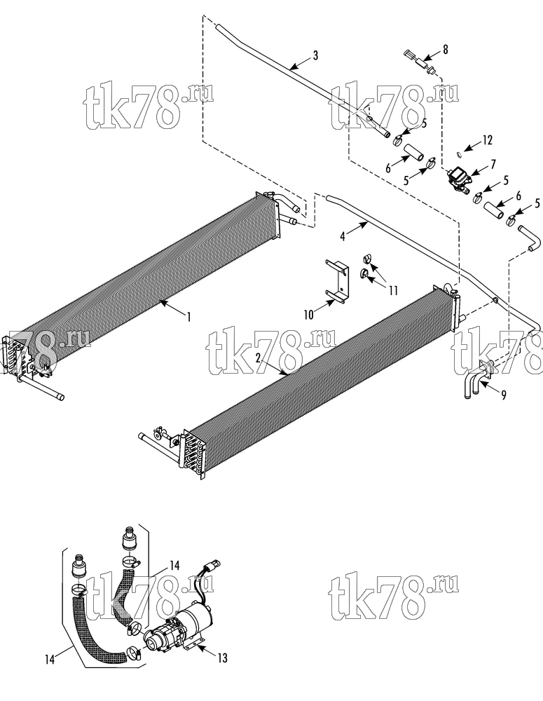 Каталог запчастей для Thermo King  HEATER COMPONENTS W/ COOLANT VALVE