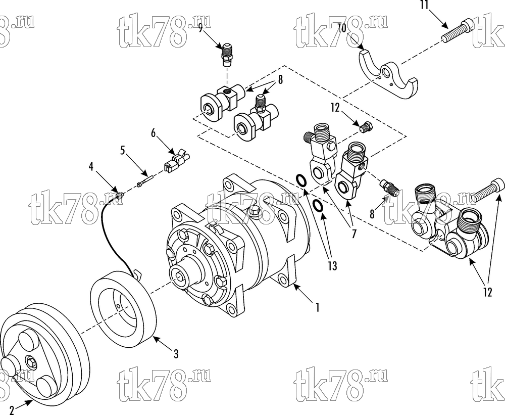 Каталог запчастей для Thermo King SV-400 COMPRESSOR GROUP (QP16-XD)