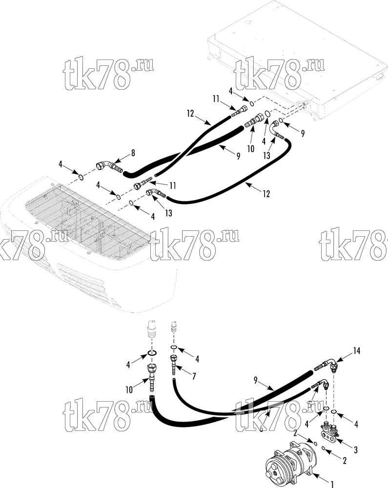 Каталог запчастей для Thermo King SV-400 HOSE CONECTIONS