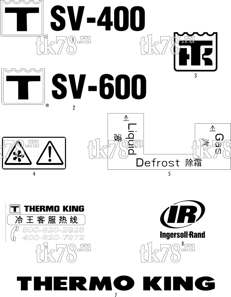 Каталог запчастей для Thermo King SV-400 NAMEPLATES