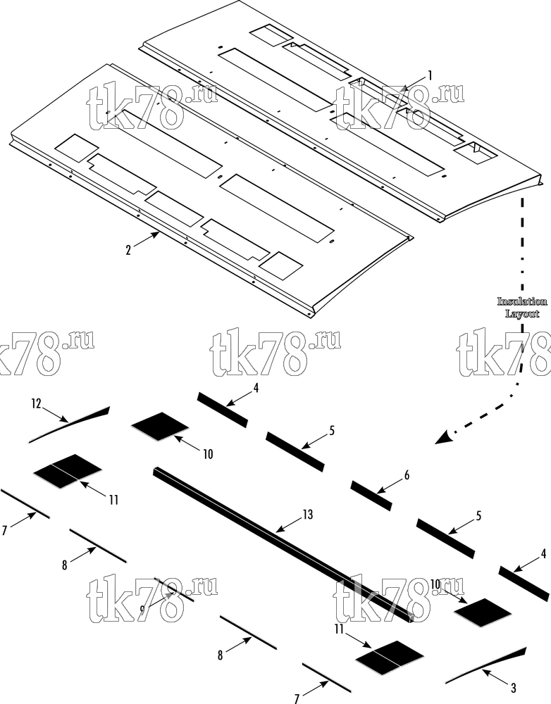 Каталог запчастей для Thermo King ATHENIA 960-M32 EVAPORATOR FRAME ADAPTER & INSULATION