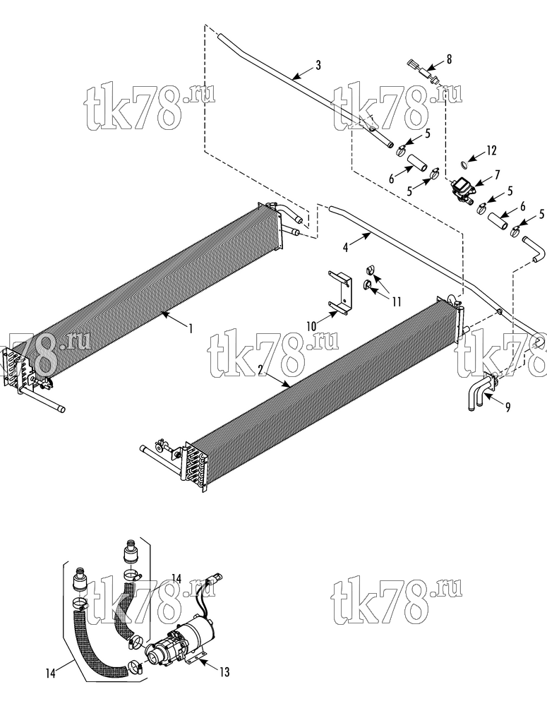 Каталог запчастей для Thermo King X1000 AP HEATER COMPONENTS W/ COOLANT VALVE