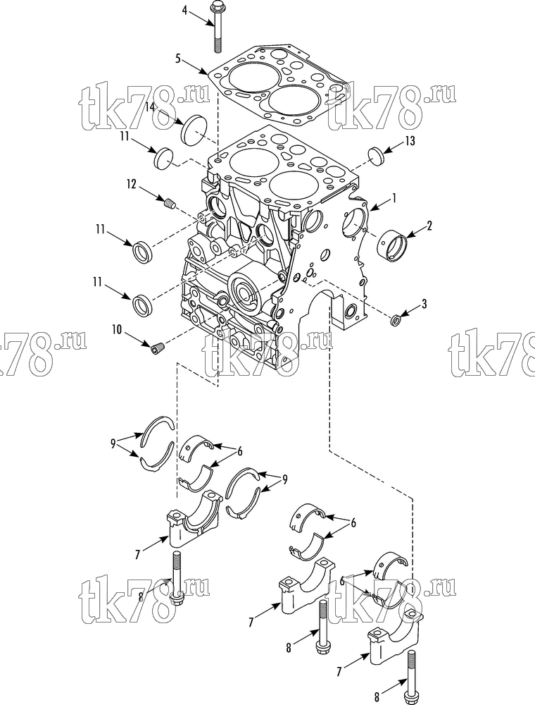 Каталог запчастей для Thermo King  CYLINDER BLOCK GROUP (2TNV70F TKA)