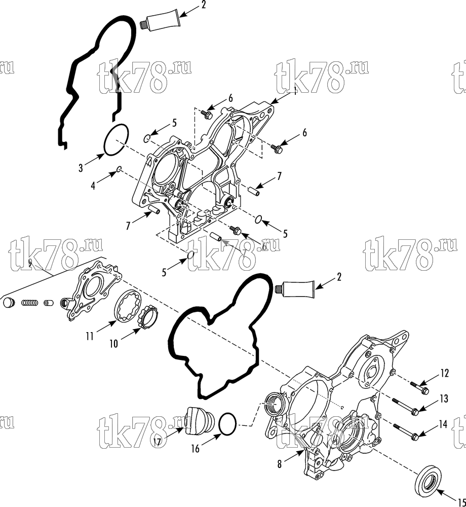 Каталог запчастей для Thermo King TriPac EVOLUTION OIL PUMP AND GEAR HOUSING GROUP (2TNV70F TKA)