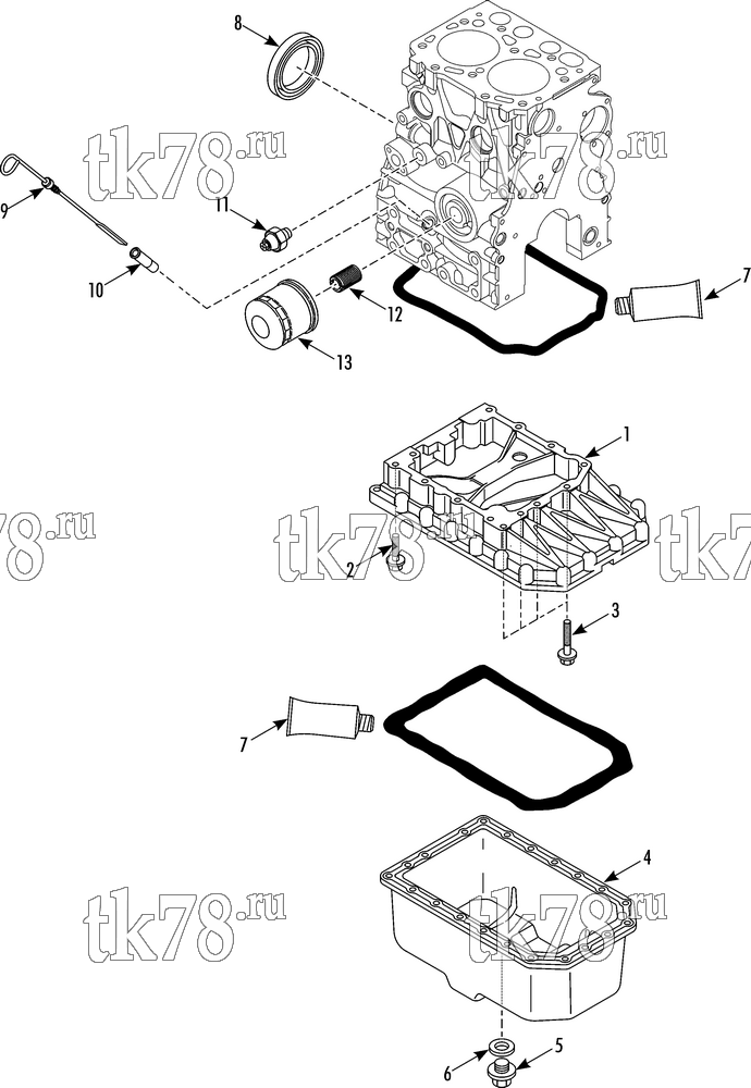 Каталог запчастей для Thermo King TriPac EVOLUTION OIL SUMP (2TNV70F TKA)