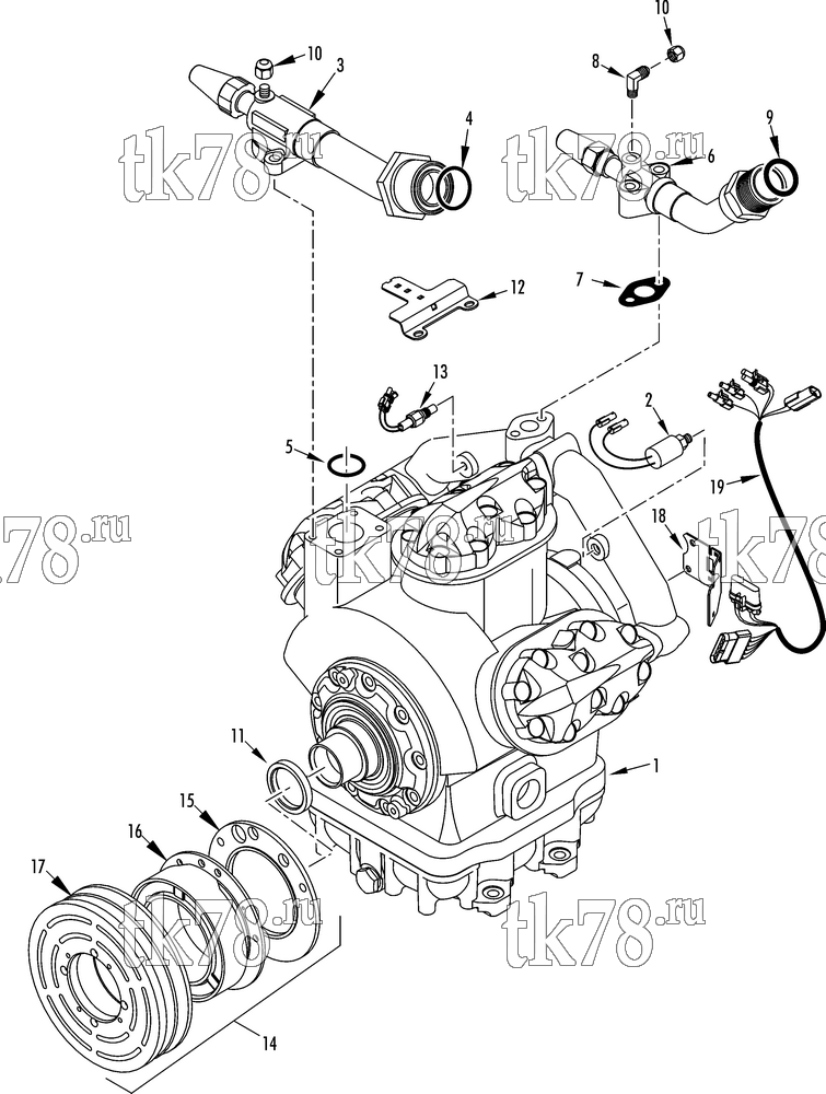 Каталог запчастей для Thermo King  COMPRESSOR GROUP (2C45049G31, KIT 703540)