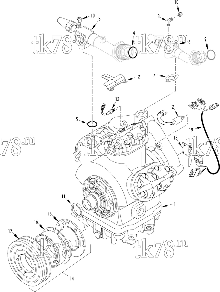 Каталог запчастей для Thermo King  COMPRESSOR GROUP (2C45049G32, KIT 703559)
