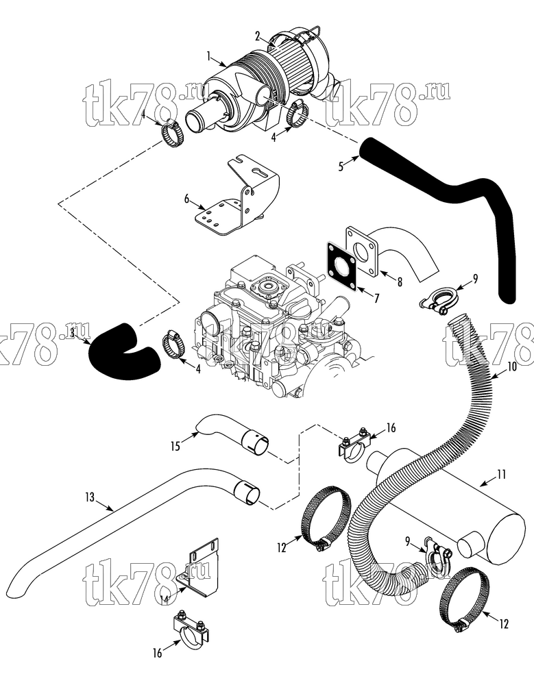 Каталог запчастей для Thermo King TriPac EVOLUTION AIR CLEANER & MUFFLER