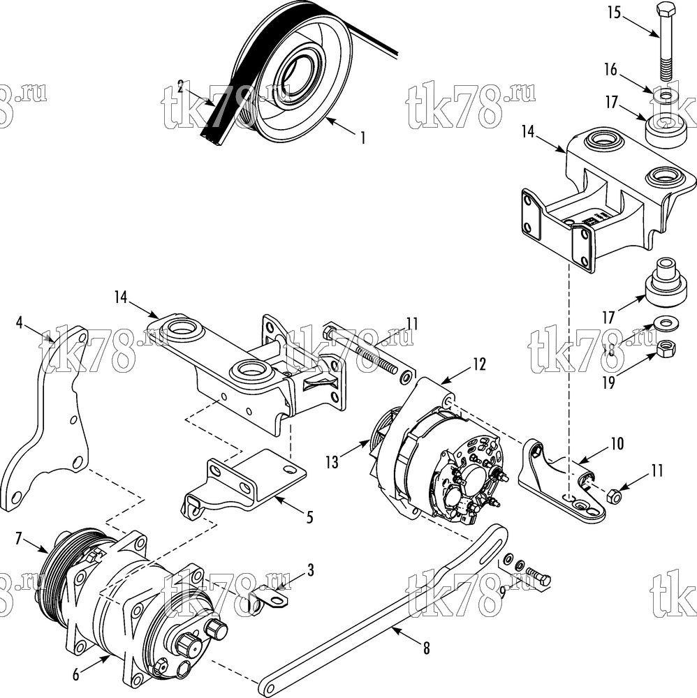 Каталог запчастей для Thermo King TriPac EVOLUTION BELT & PULLEY GROUP