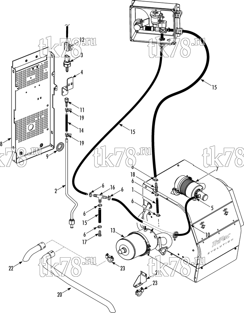 Каталог запчастей для Thermo King TriPac EVOLUTION DPF INTAKE & EXHAUST HARNESS CONNECTION