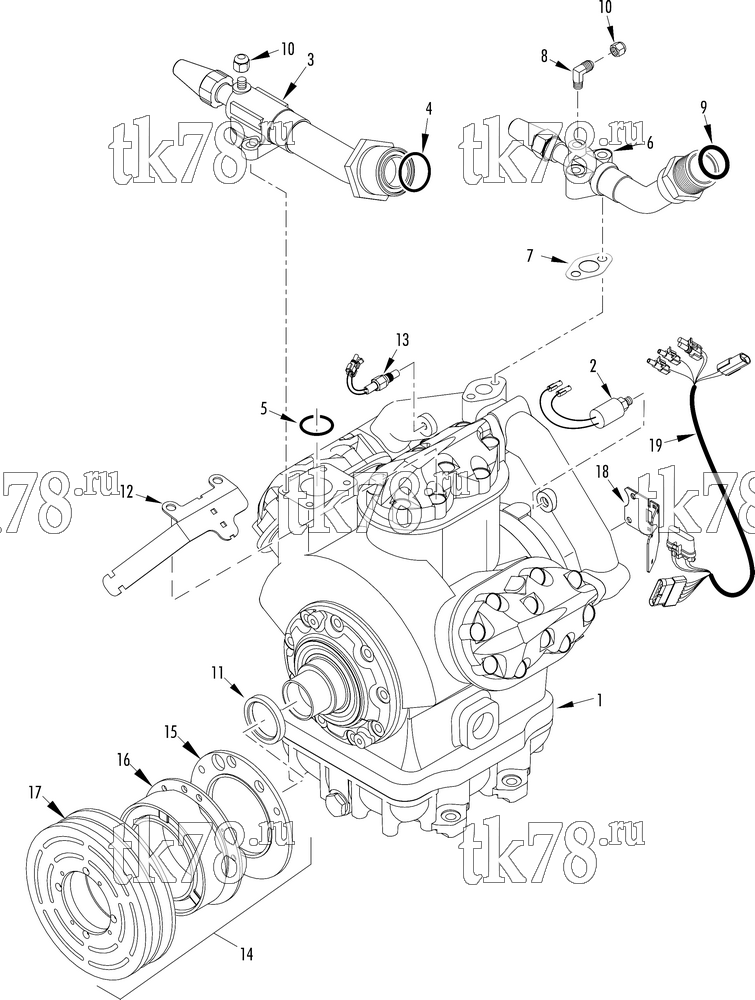 Каталог запчастей для Thermo King AT16-M6 COMPRESSOR GROUP (2C45049G30, KIT 703409)