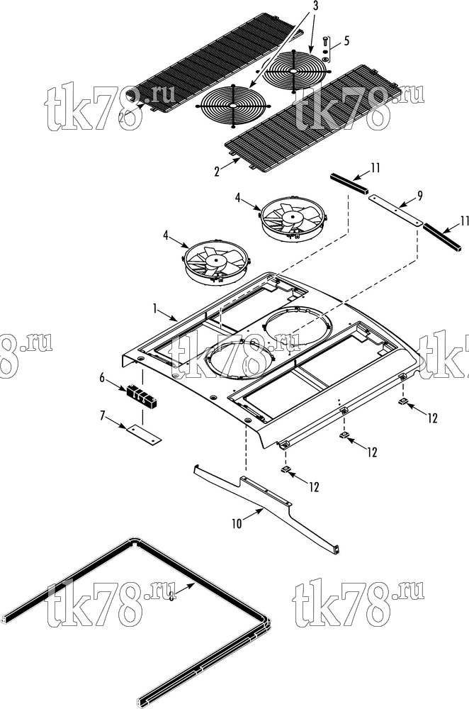 Каталог запчастей для Thermo King SLR65 for BC TRANSIT CONDENSER STRUCTURAL & FANS