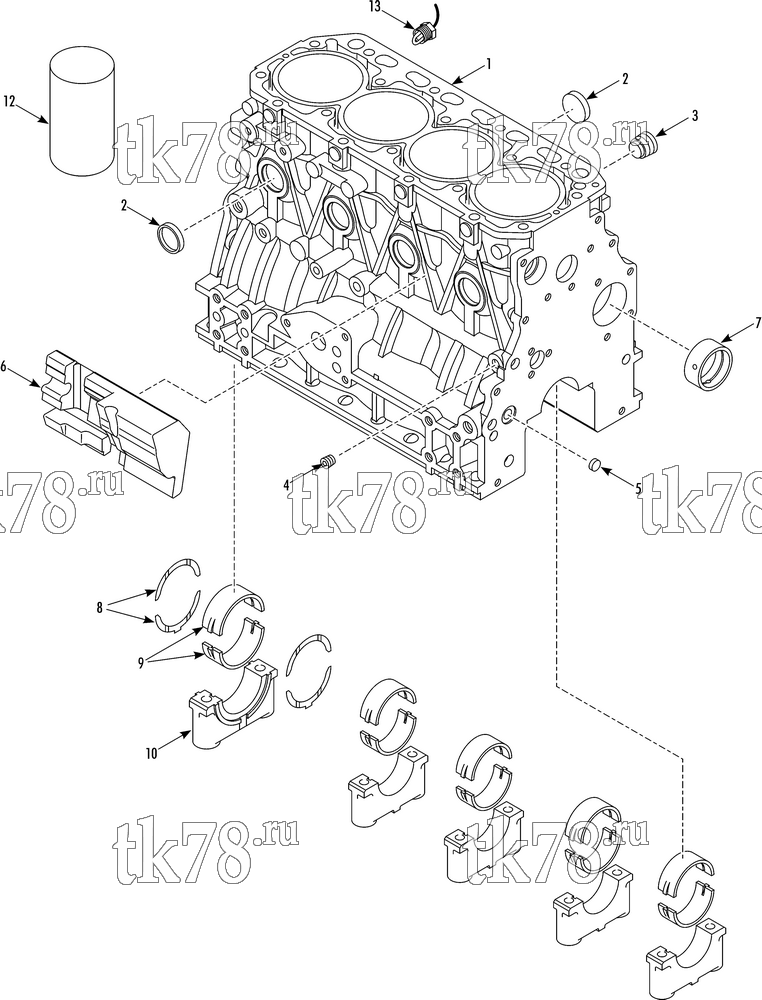 Каталог запчастей для Thermo King PRECEDENT C-600 CYLINDER BLOCK GROUP (TK468V25)