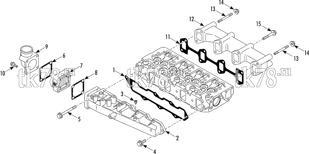 Каталог запчастей для Thermo King  INTAKE & EXHAUST MANIFOLD (TK468V25)