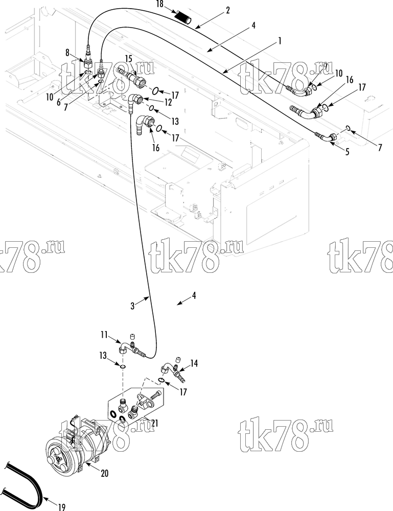 Каталог запчастей для Thermo King V-800 Series DSR COMPRESSOR HOSE CONNECTIONS