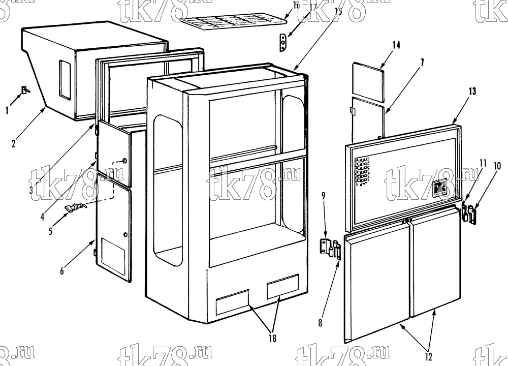 Каталог запчастей для Thermo King Super NWD 30 & 50 5100 CONDENSER DOORS & FRAME (50s)