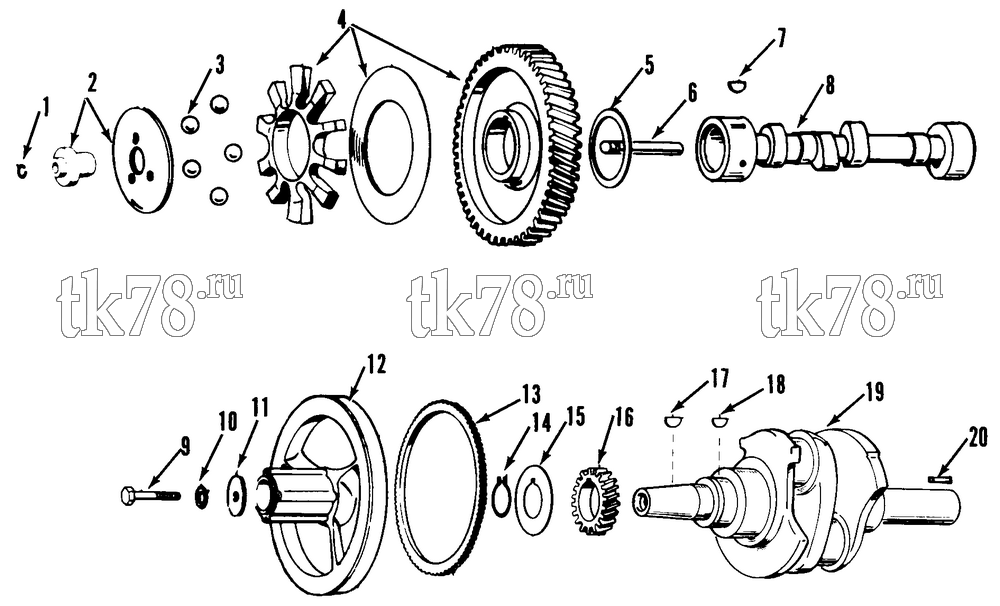 Каталог запчастей для Thermo King AM2 CAMSHAFT, CRANKSHAFT & FLYWHEEL