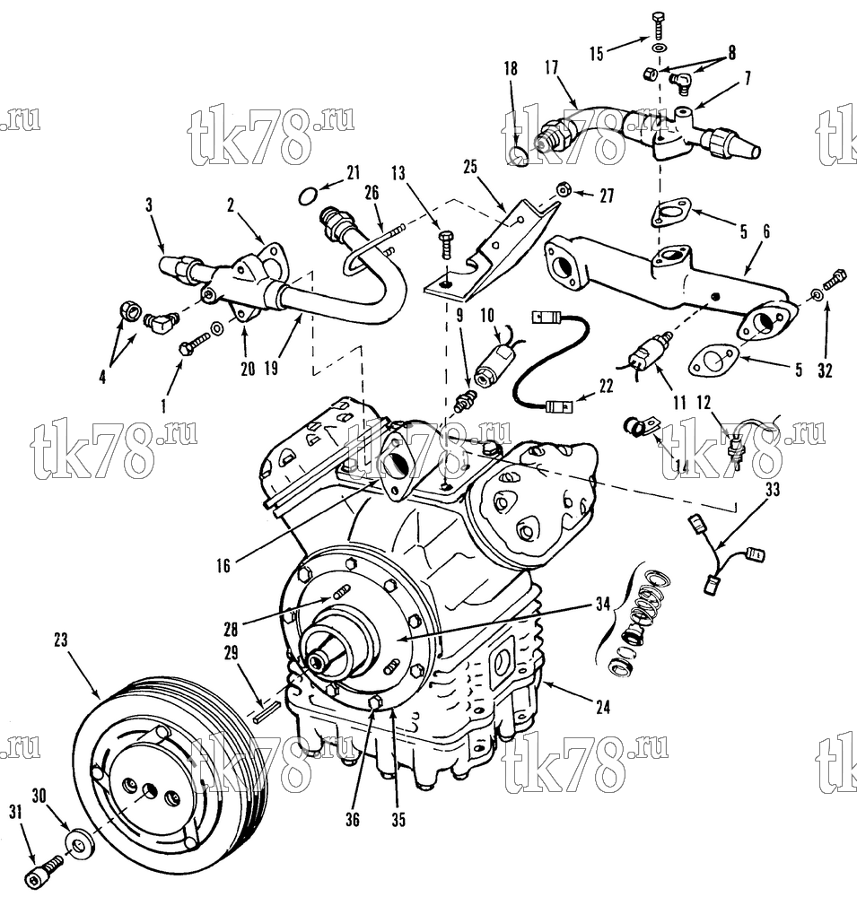 Каталог запчастей для Thermo King T1-M1, M2, M3 COMPRESSOR GROUP (4567C20G01, KITS 040181, 710318 & 718338)
