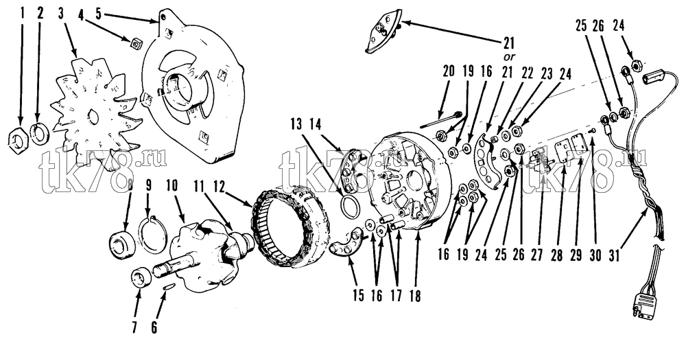 Каталог запчастей для Thermo King UMD 20DG ALTERNATOR ASSEMBLY (35 AMP)