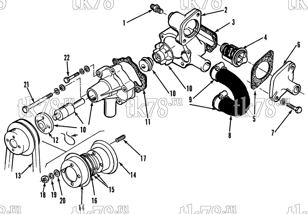 Каталог запчастей для Thermo King URD 25DG WATER PUMP ASSEMBLY