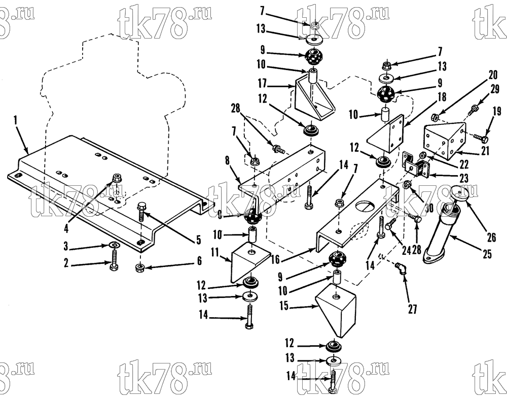 Каталог запчастей для Thermo King URD 25DG ENGINE & COMPRESSOR MOUNTING (DIPSTICK)