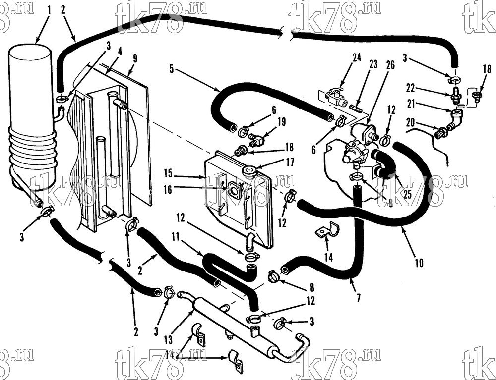 Каталог запчастей для Thermo King URD 25DG ENGINE COOLING SYSTEM
