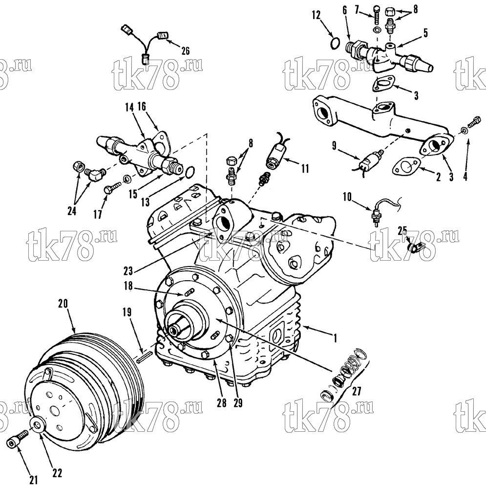 Каталог запчастей для Thermo King  COMPRESSOR GROUP (KIT 710691, R12)