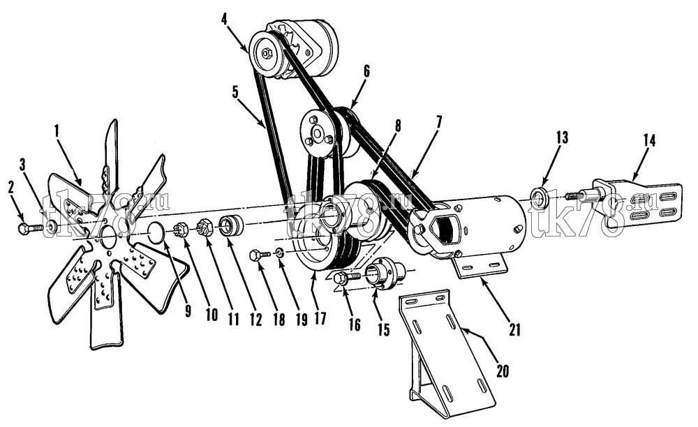Каталог запчастей для Thermo King RMU-II FAN, PULLEYS, BELTS & BRACKETS