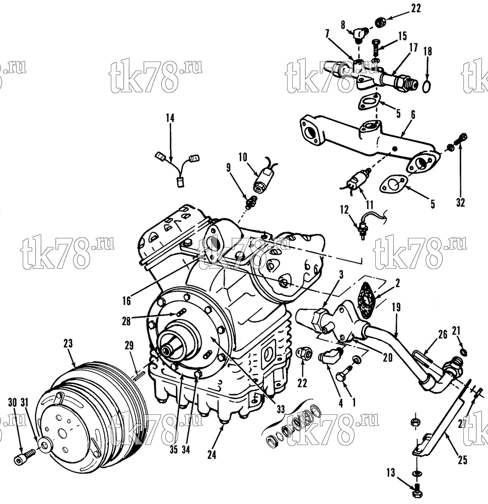 Каталог запчастей для Thermo King Compressor Kits for Transit Bus Air Conditioning COMPRESSOR GROUP (KIT 710807)