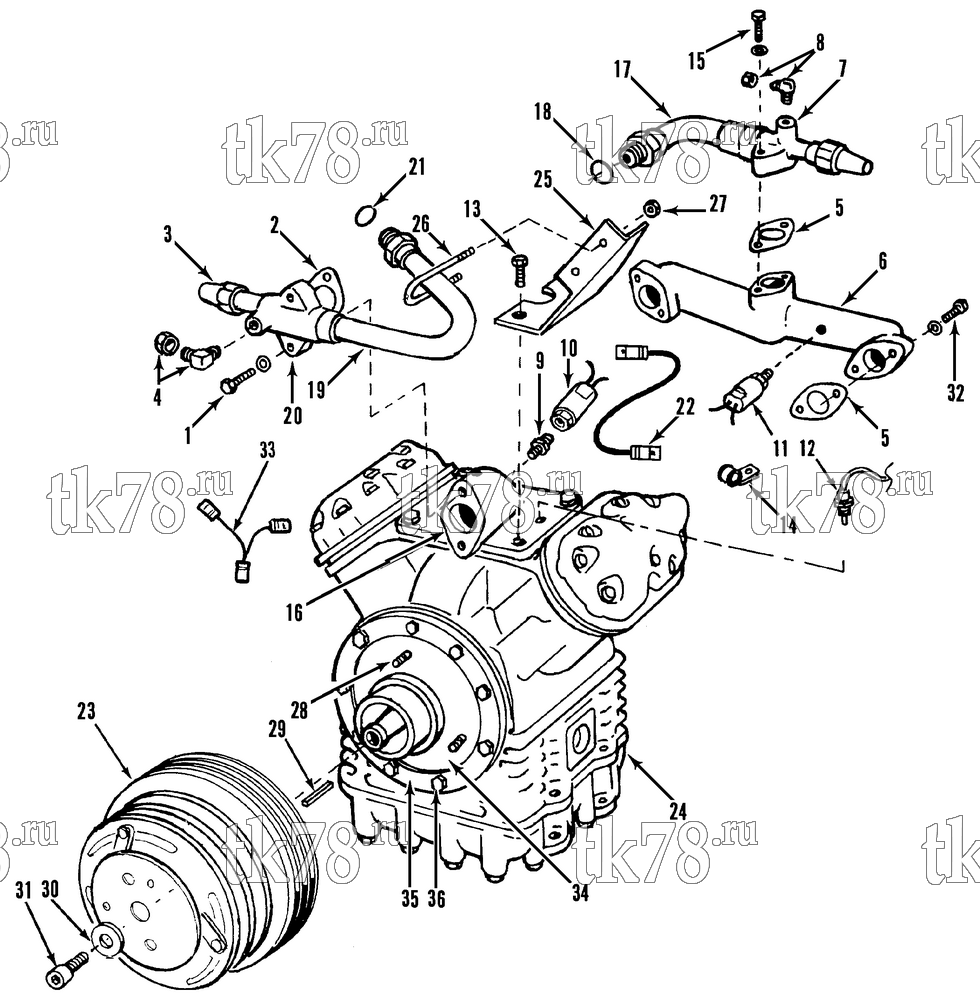 Каталог запчастей для Thermo King T1-M4 COMPRESSOR GROUP (KIT 711022)