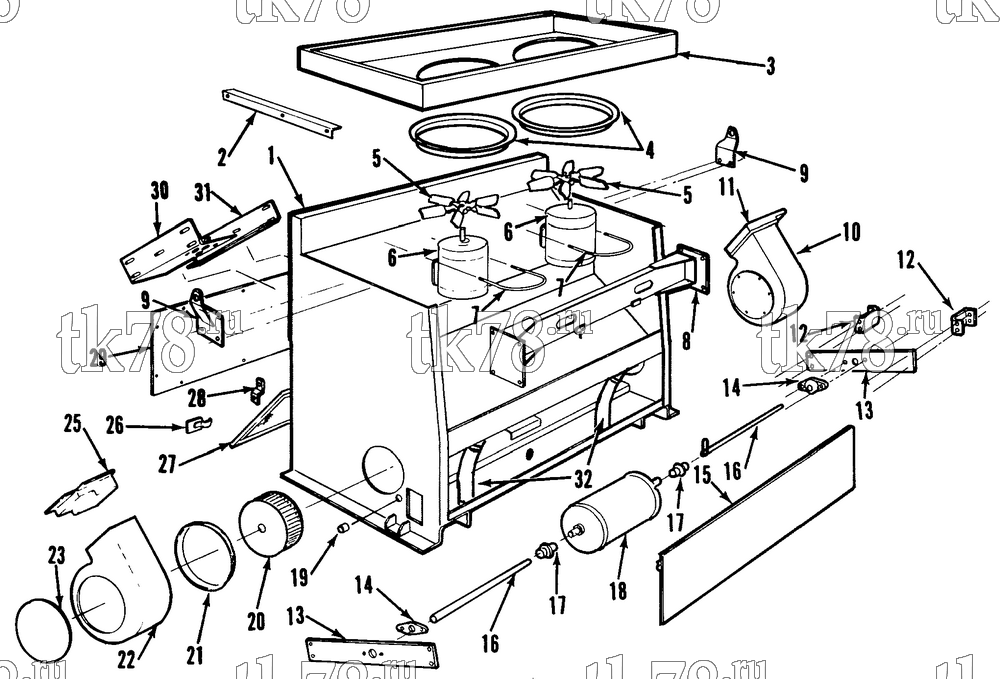 Каталог запчастей для Thermo King T1-M4 STRUCTURAL COMPONENTS - MOTORS & FANS