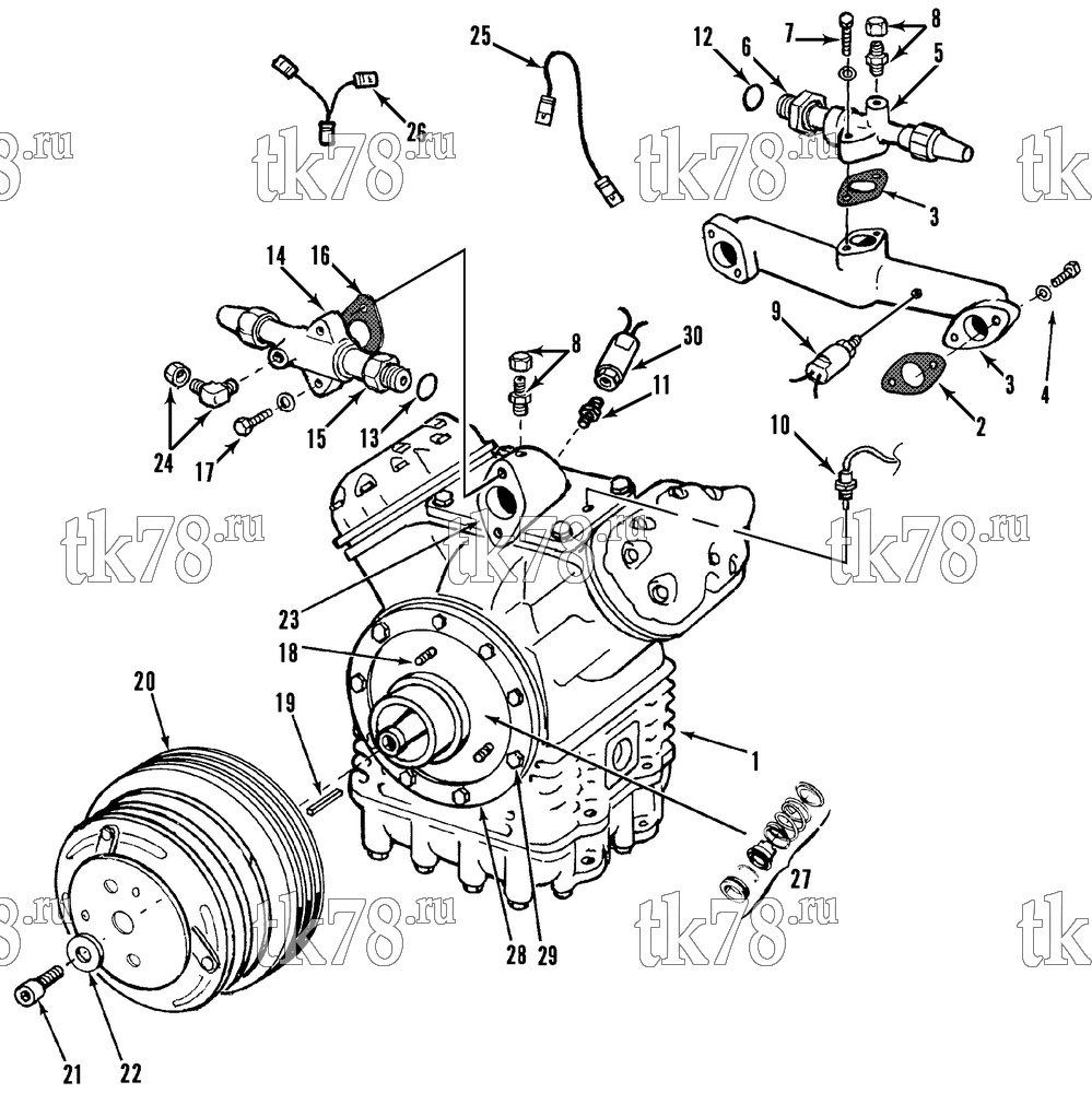 Каталог запчастей для Thermo King NSD-I COMPRESSOR GROUP (KIT 710958, NSD-1)